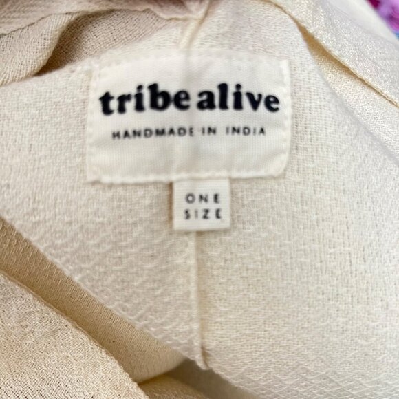 Handmade Tribe Alive V-Neck Poncho With Stripes & Fringe - Picture 6 of 8